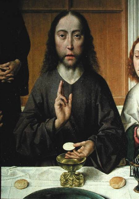 Christ Blessing, detail from the Altarpiece of the Last Supper de Dieric Bouts d. Ä.