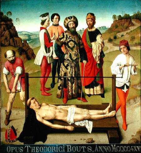 The Martyrdom of Saint Erasmus, central panel from the Triptych of Saint Erasmus de Dieric Bouts d. Ä.