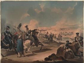 Russian cavalry attacking French infantry at Borodino