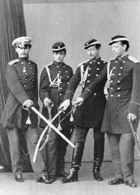 Grand Duke Alexander with brother Vladimir and cousins Nicholas Maximilianovich and Sergei Maximilia