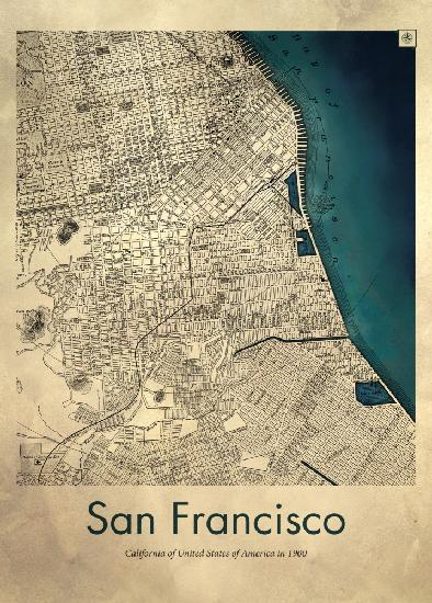 San Francisco retro map