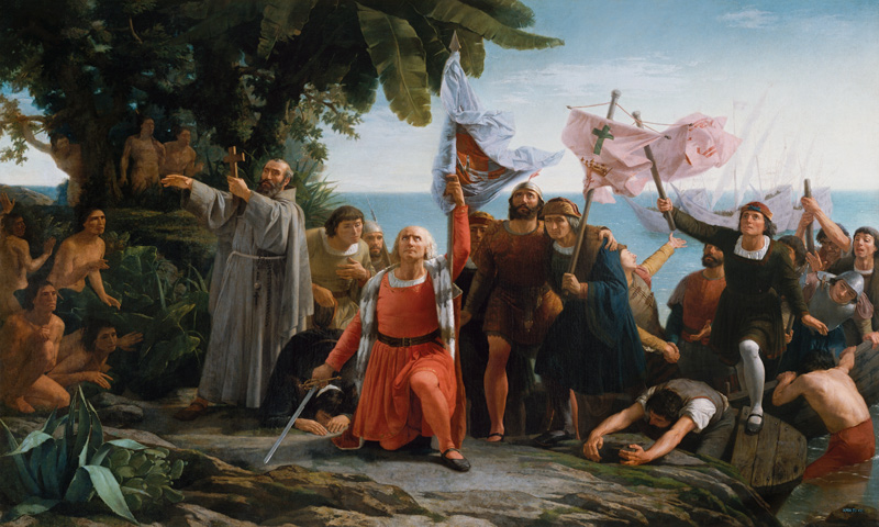 The First Landing of Christopher Columbus (1450-1506) in America de Dioscoro Teofilo Puebla Tolin