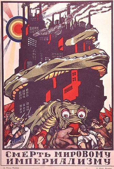 Poster depicting a monster wrapped round a city, from The Russian Revolutionary Poster by V. Polonsk de Dmitri Stahievic Moor