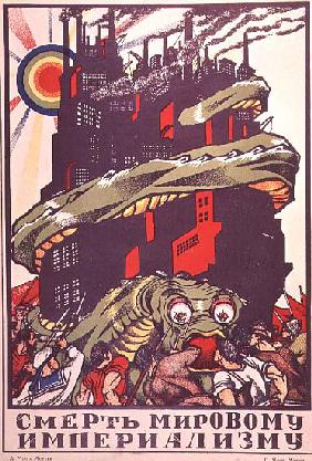 Poster depicting a monster wrapped round a city, from The Russian Revolutionary Poster by V. Polonsk
