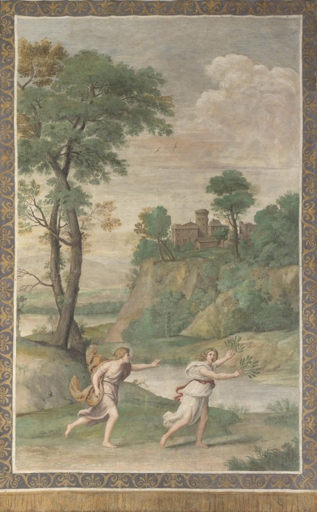Apollo pursuing Daphne (Fresco from Villa Aldobrandini) de Domenichino (eigentl. Domenico Zampieri)
