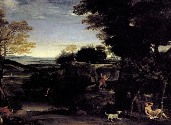 Domenichino /Landscape w.Sylvia & Satyr de Domenichino (eigentl. Domenico Zampieri)