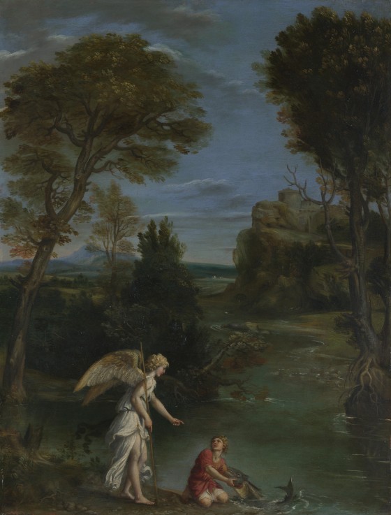 Landscape with Tobias laying hold of the Fish de Domenichino (eigentl. Domenico Zampieri)