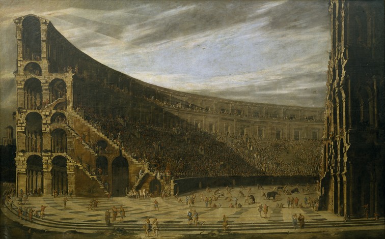Perspective of a Roman amphitheatre de Domenico Gargiulo