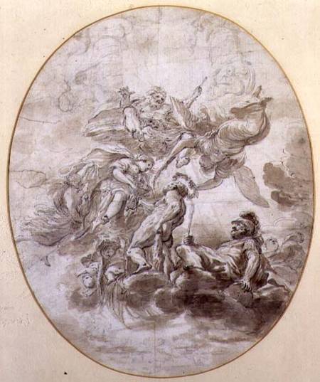 The Apotheosis of Hercules, design for a ceilng fresco for the Palazzo Pepoli in Bologna  & ink and de Domenico Maria Canuti