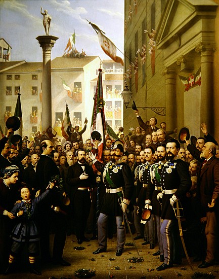 Victor Emmanuel II decorating the flag with the gold medal on 10th June 1848 in Vicenza de Domenico Peterlin