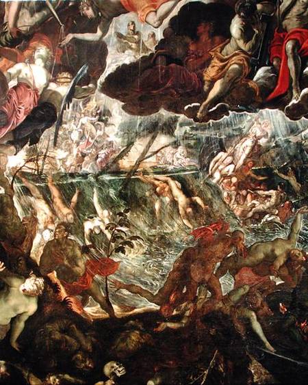 The Last Judgement, detail of the damned in the River Styx and Charon's boat full of passengers de Domenico Tintoretto