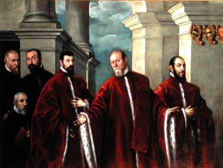 Portrait of Three Lawyers and Three Notaries de Domenico Tintoretto