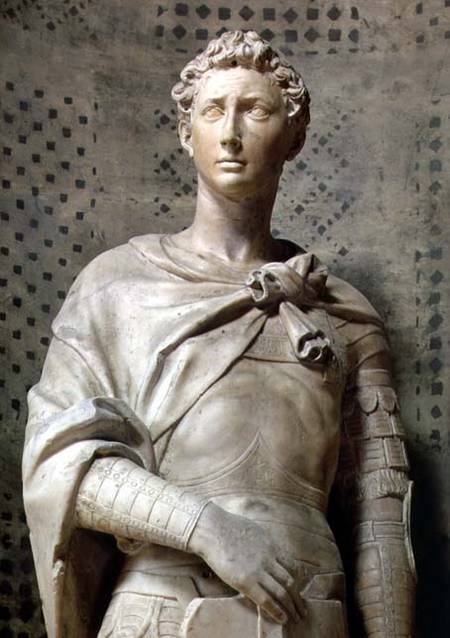 St. George, detail of head and torso de Donatello
