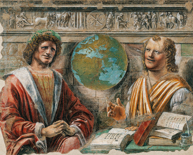 Heraclitus (c.535-c.475 BC) and Democritus (c.460-c.370 BC) from a fresco originally in the 'Sala de de Donato Bramante