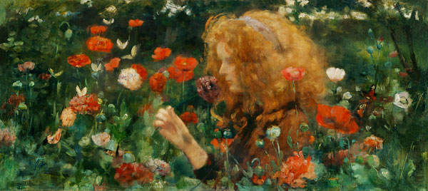 Girl in the poppy-seed field. de Dora Hitz