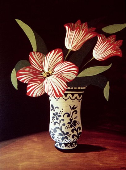 Striped Tulip (acrylic on panel)  de Dory  Coffee
