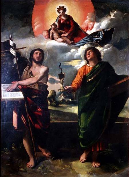 The Apparition of the Virgin to the Saints John the Baptist and St. John the Evangelist de Dosso Dossi