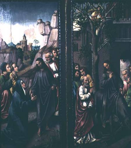 Christ taking leave of his mother; Christ's entry into Jerusalem de Dutch School