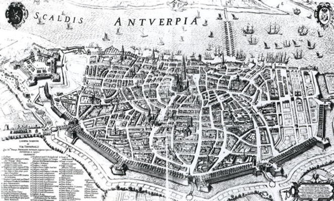 Map of Antwerp (engraving) (b/w photo) de Dutch School, (18th century)