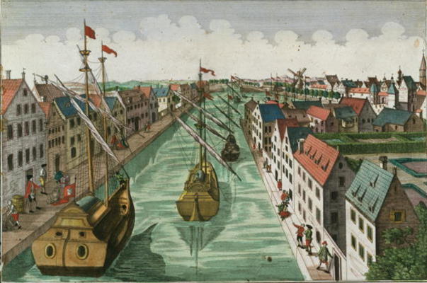 View of the Kettel Gate in Delft (engraving) de Dutch School, (18th century)