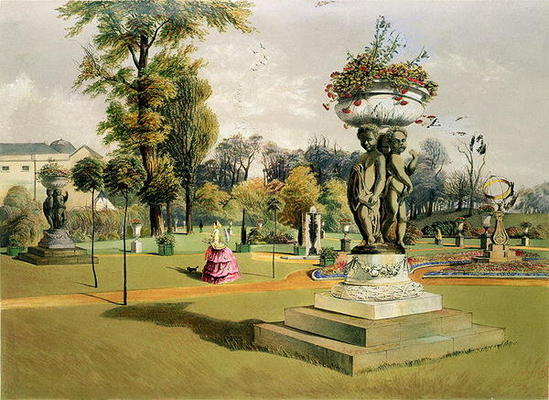 The Terrace Garden, Woburn Abbey (chromolitho) de E. Adveno Brooke