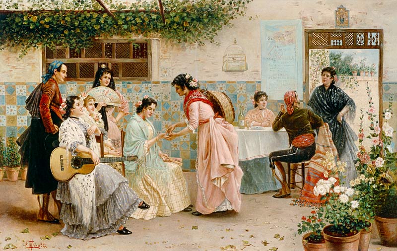 A Spanish fortune-teller reads a society from the de E. Novelli