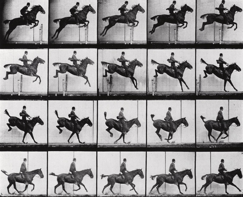 Man and Horse jumping, from ''Animals in Motion'' by Muybridge, London, published 1907 (b/w photo)  de Eadweard Muybridge