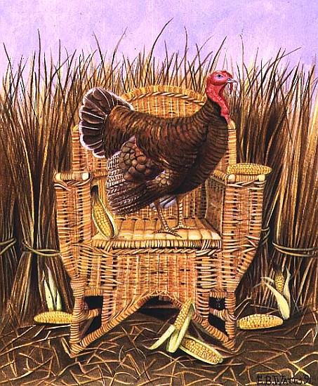 Brown Turkey on a Wicker Armchair, 1991 (acrylic)  de E.B.  Watts