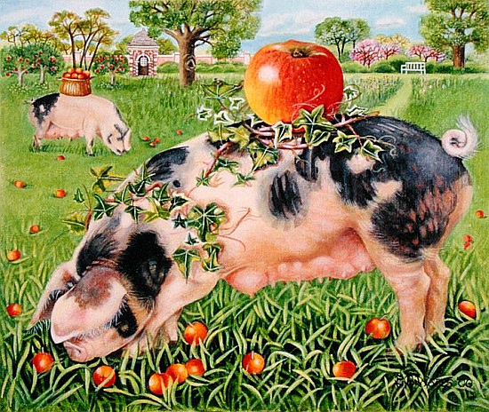 Gloucester Pigs, 2000 (acrylic on canvas)  de E.B.  Watts