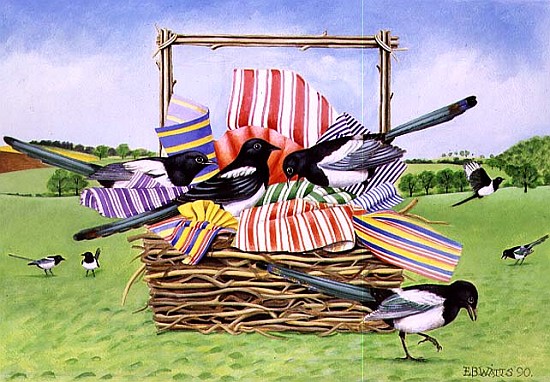 Magpies, 1990 (acrylic)  de E.B.  Watts