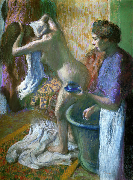 Breakfast after a bath, 1883 (pastel on paper) de Edgar Degas