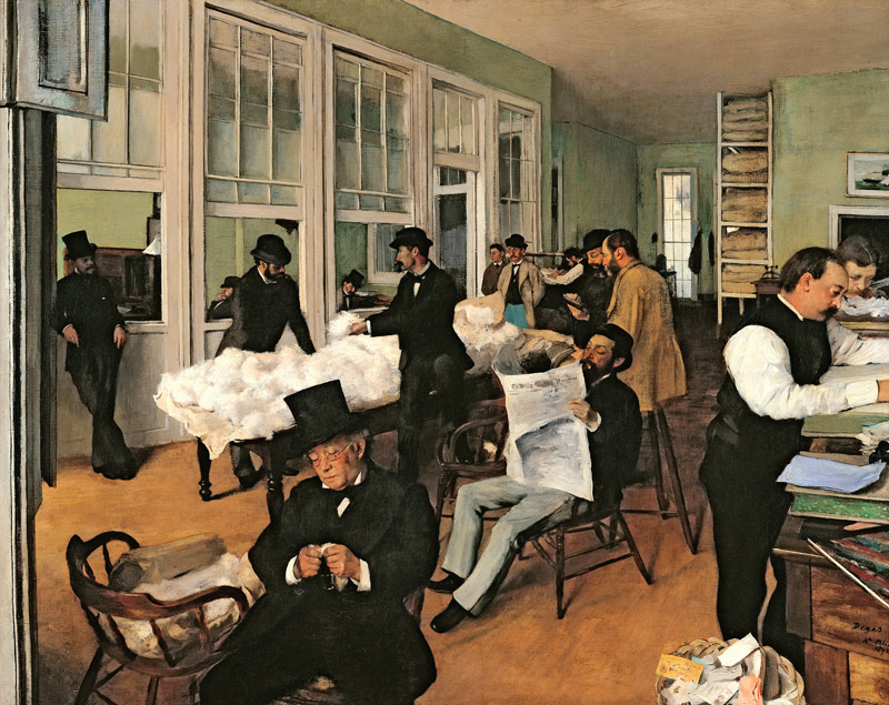 The Cotton Exchange, New Orleans de Edgar Degas