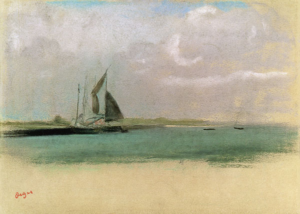 Fishing boats moored in the harbour de Edgar Degas