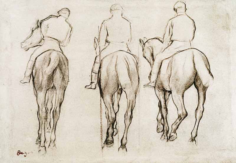 Jockeys (pencil) de Edgar Degas
