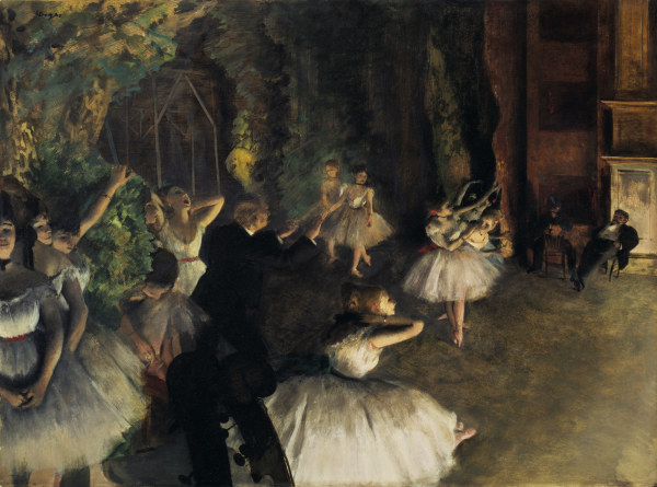 Ballet rehearsal on stage de Edgar Degas