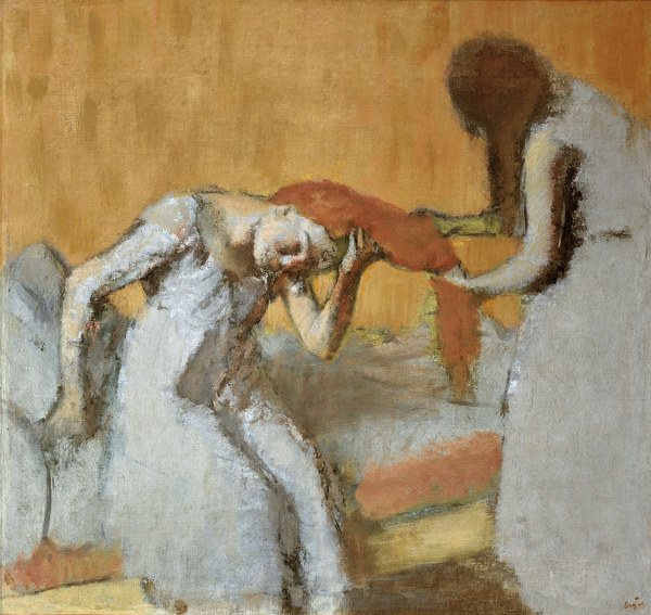 Combing the hair de Edgar Degas