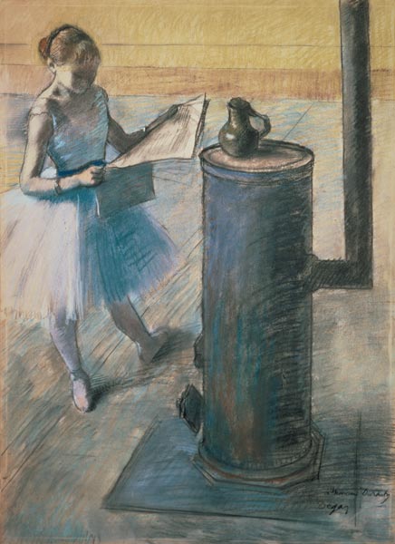 Zeitunglesende dancer de Edgar Degas