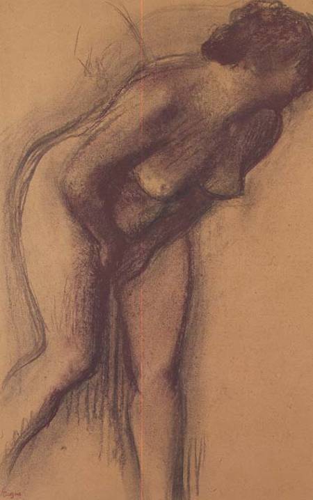 Female Standing Nude (charcoal and pastel) de Edgar Degas