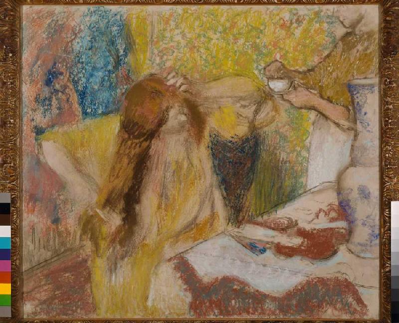Woman and housemaid combing himself de Edgar Degas