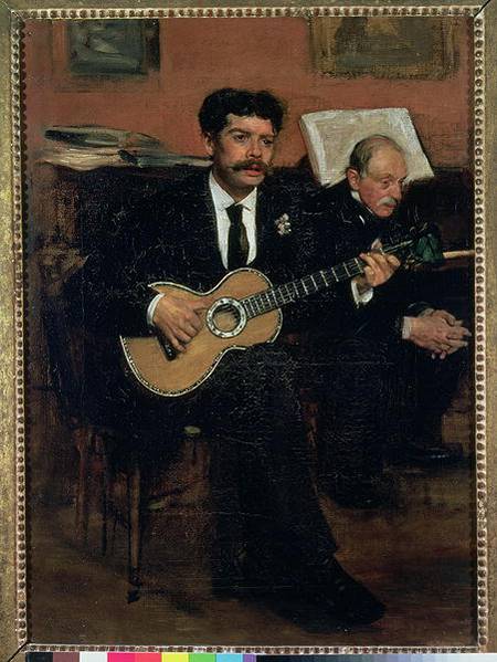 Portrait of Lorenzo Pagans (1838-83), Spanish tenor, and Auguste Degas (1807-74), the artist's fathe de Edgar Degas