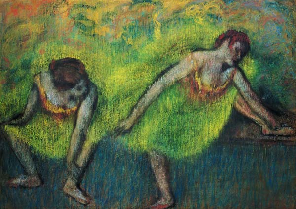 Two dancers relaxing (pastel) de Edgar Degas