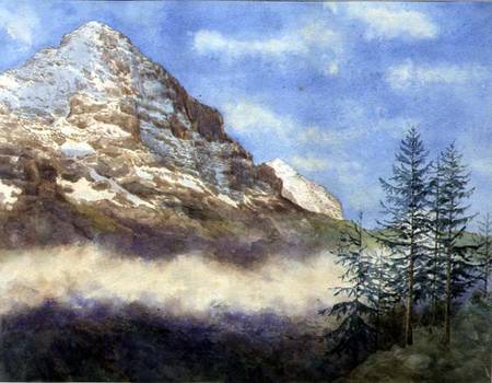 The Eiger and Schneehorn (w/c with gouache on paper) de Edith A. Paine