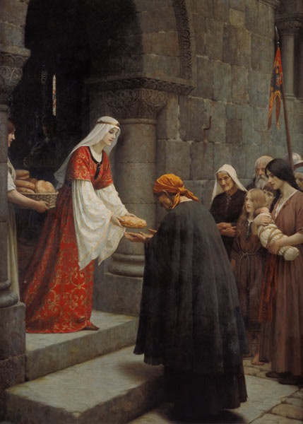 St. Elisabeth of Hungary boards the poor de Edmund Blair Leighton