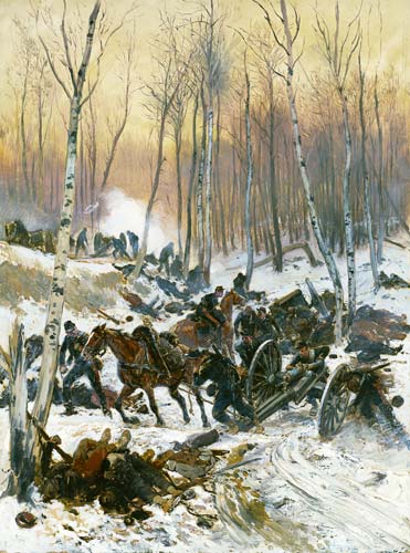 Artillery Combat in a Wood during the Siege of Paris de Edouard Detaille