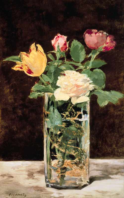 Roses and Tulips in a Vase de Edouard Manet