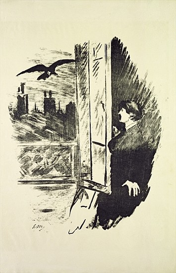 Illustration for ''The Raven'', Edgar Allen Poe de Edouard Manet
