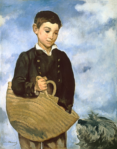 Muchacho con canasta y perro de Edouard Manet