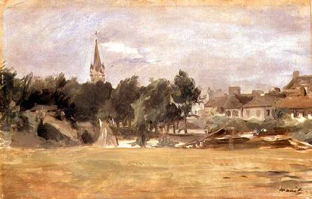 Landscape with a Village Church de Edouard Manet