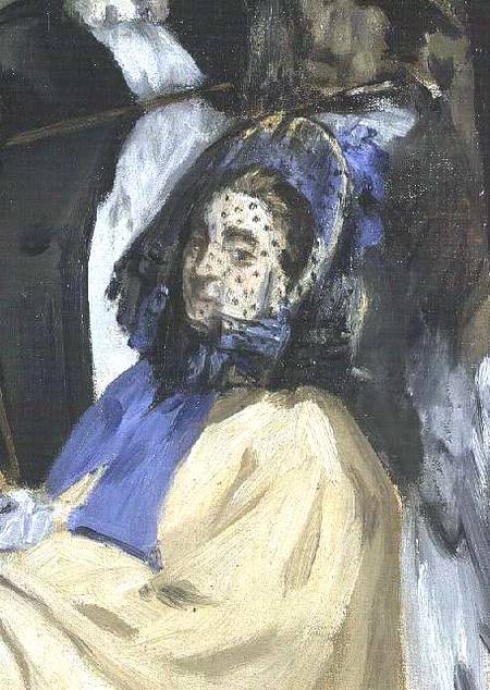 Music in the Tuileries Gardens, detail of a veiled woman de Edouard Manet