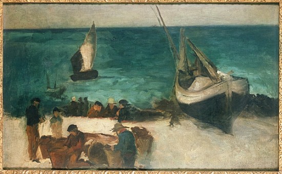 Seascape at Berck, Fishing Boats and Fishermen, 1872-73 de Edouard Manet